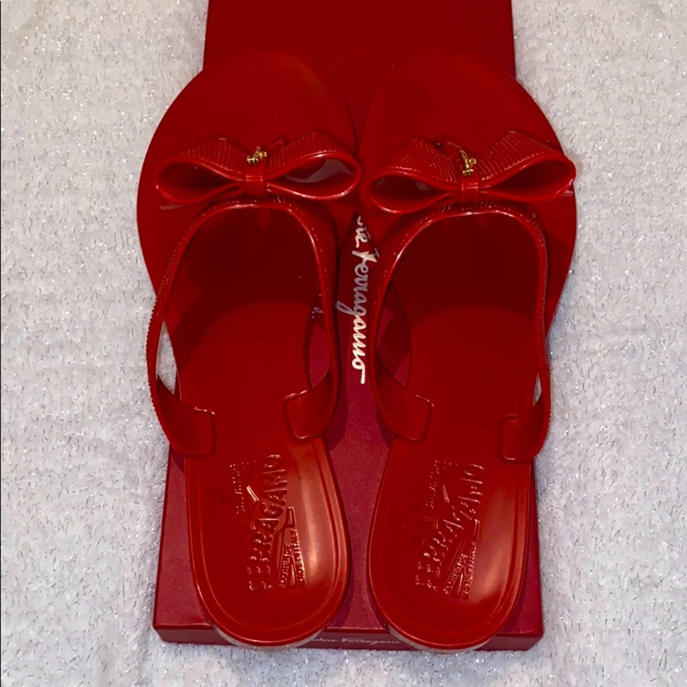 Salvatore Ferragamo - Red Jelly Bali Bow Sandals